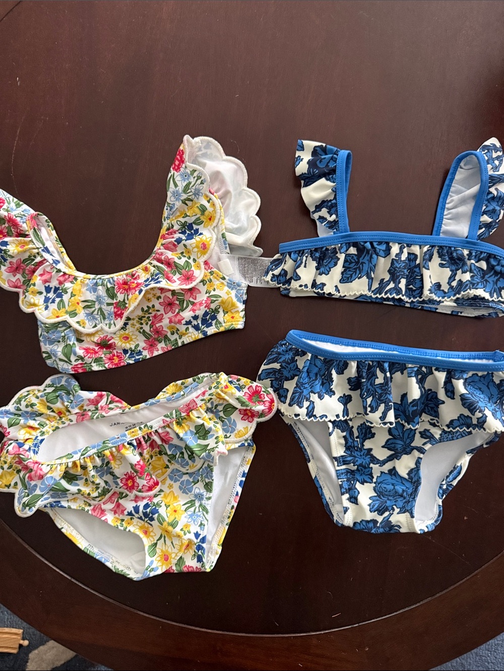 Janie and Jack Floral Ruffle Bikini Sets - Blue & Multi